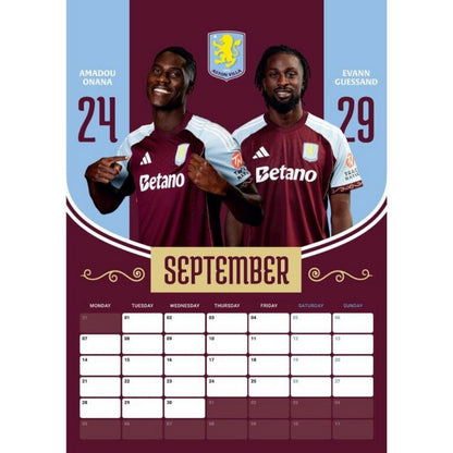 Maroon-Blue - Back - Aston Villa FC 2026 A3 Wall Calendar