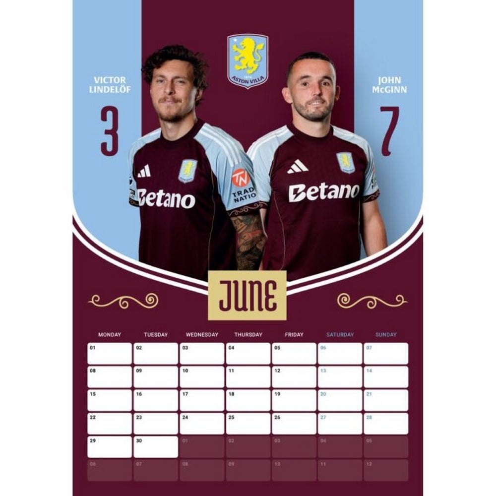 Maroon-Blue - Side - Aston Villa FC 2026 A3 Wall Calendar