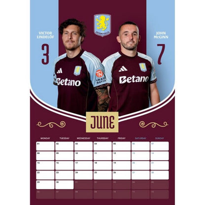 Maroon-Blue - Side - Aston Villa FC 2026 A3 Wall Calendar