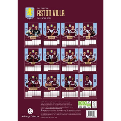Maroon-Blue - Lifestyle - Aston Villa FC 2026 A3 Wall Calendar