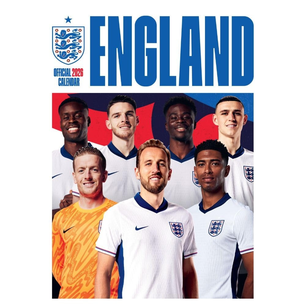 White-Blue-Red - Front - England FA 2026 A3 Wall Calendar