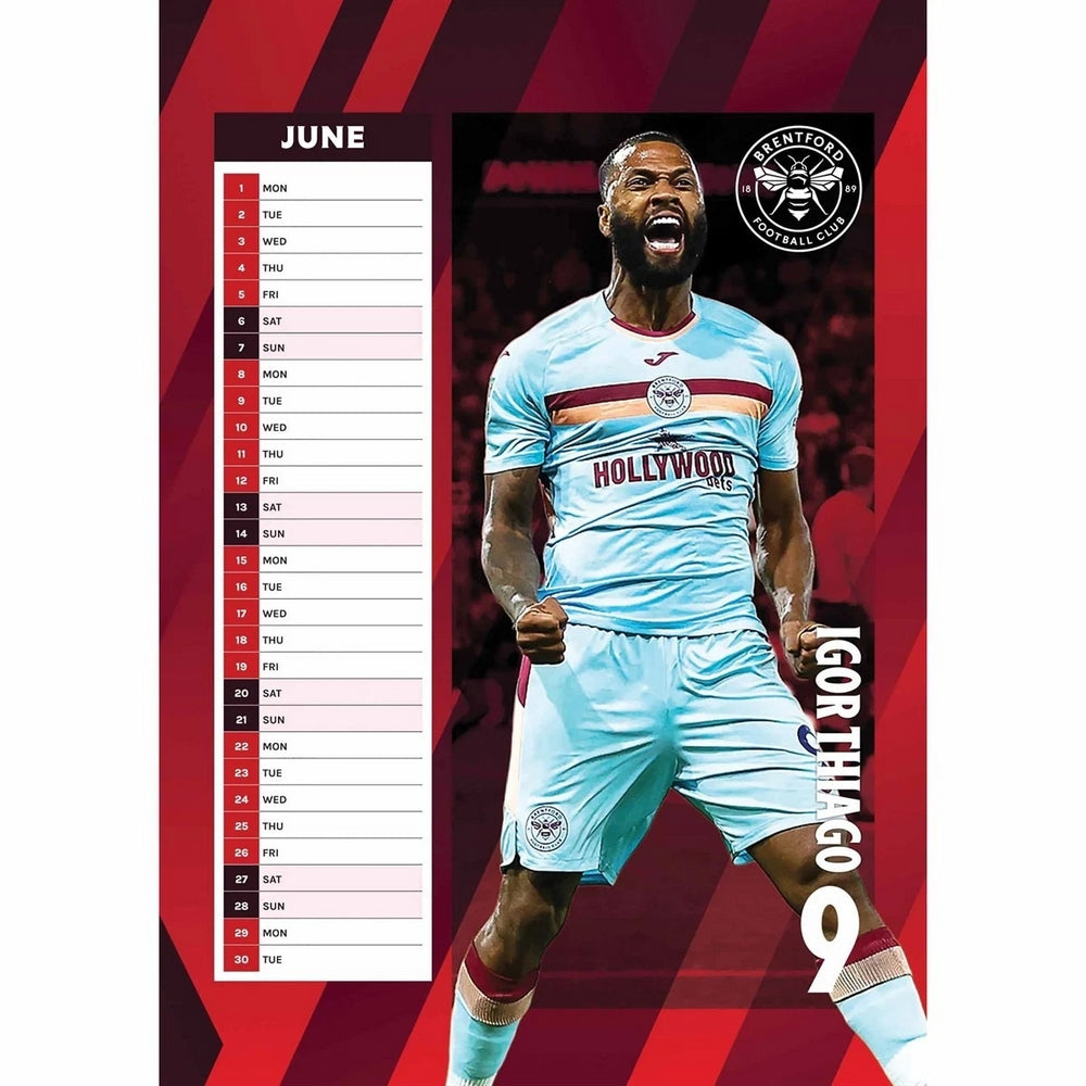 Red-White - Back - Brentford FC 2026 A3 Wall Calendar