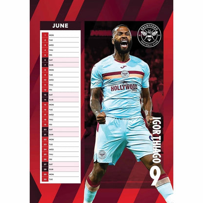 Red-White - Back - Brentford FC 2026 A3 Wall Calendar