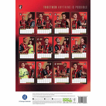 Red-Black - Side - AFC Bournemouth 2026 A3 Wall Calendar