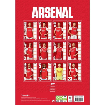 Red-White - Side - Arsenal WFC 2026 A3 Wall Calendar