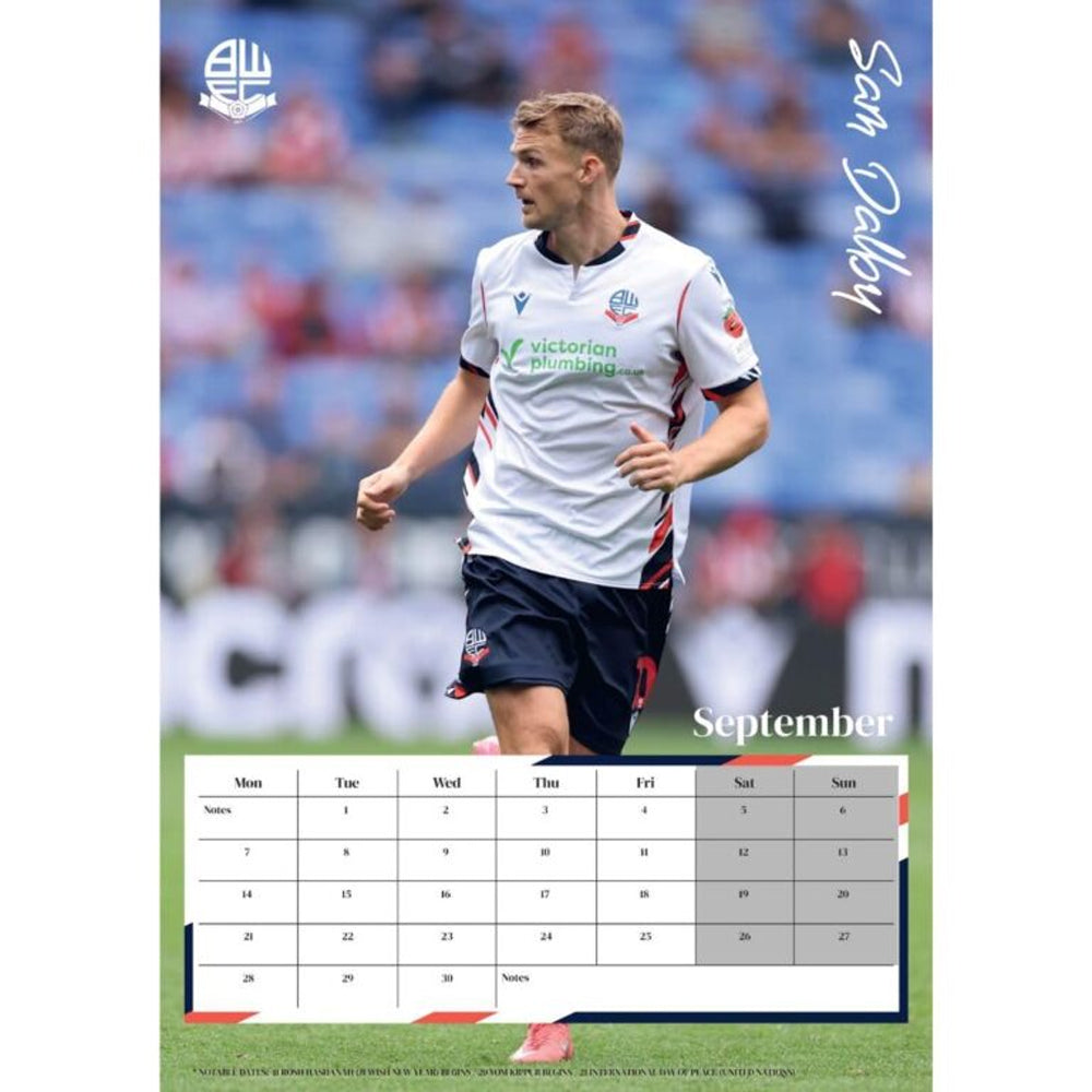 Multicoloured - Back - Bolton Wanderers FC 2026 A3 Wall Calendar