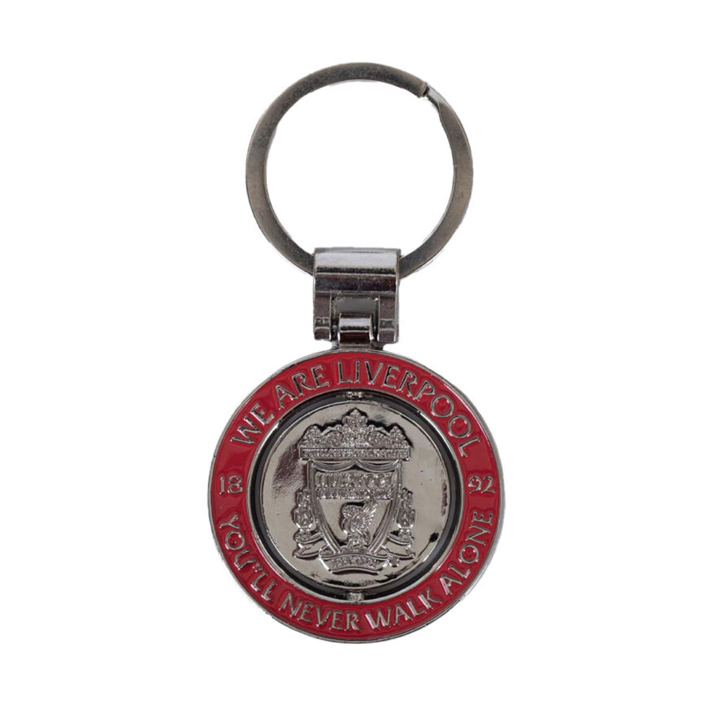 Red - Front - Liverpool FC Crest Spinner Keyring