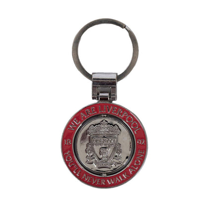 Red - Front - Liverpool FC Crest Spinner Keyring
