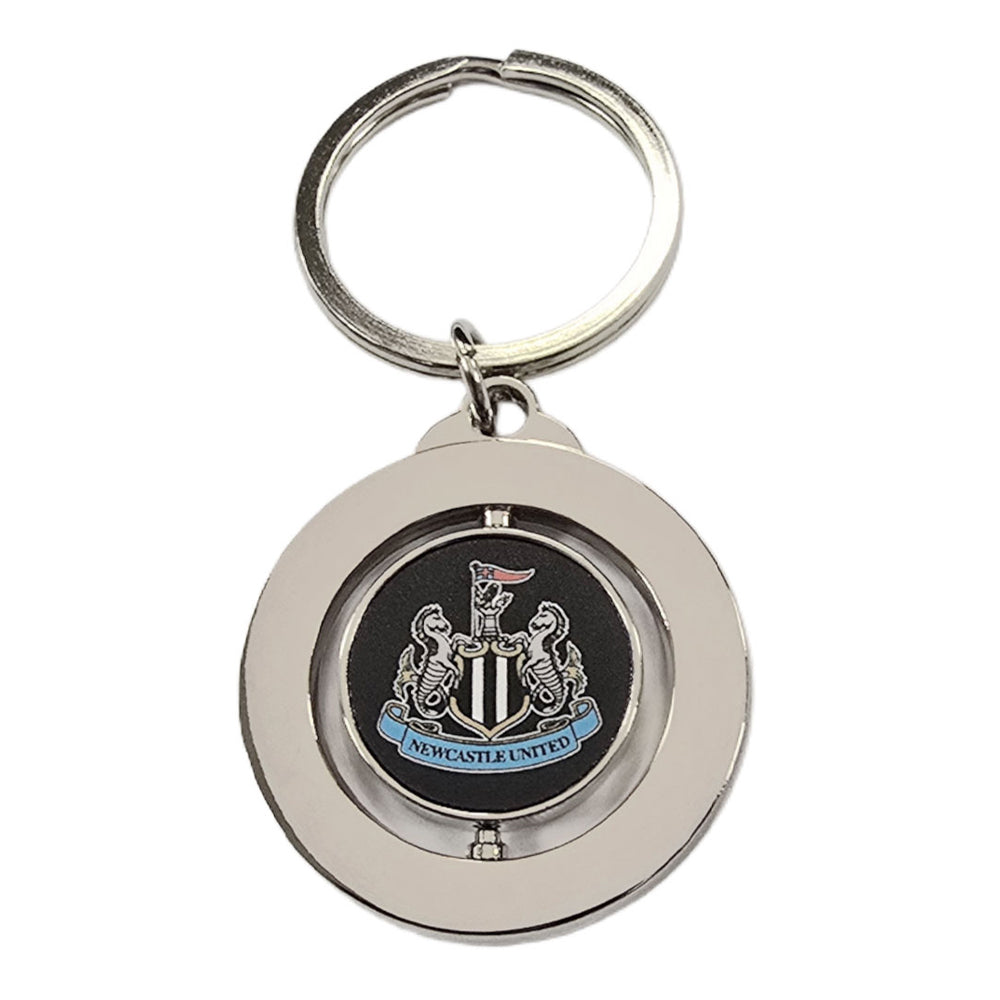 Black-White-Navy - Front - Newcastle United FC Spinner Keyring