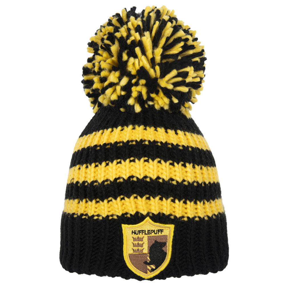 Black-Yellow - Front - Harry Potter Unisex Adult Hufflepuff Bobble Beanie