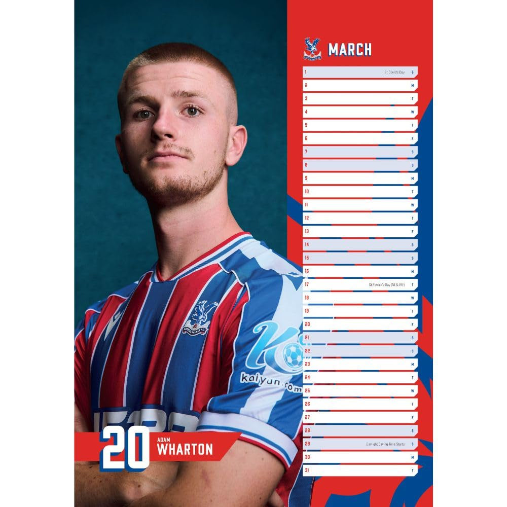 Multicoloured - Side - Crystal Palace FC 2026 A3 Wall Calendar