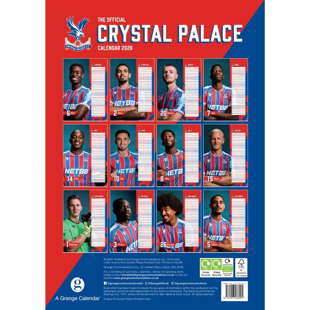 Multicoloured - Lifestyle - Crystal Palace FC 2026 A3 Wall Calendar