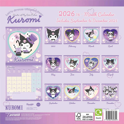 Pink-Purple - Side - Kuromi 2026 Square Wall Calendar