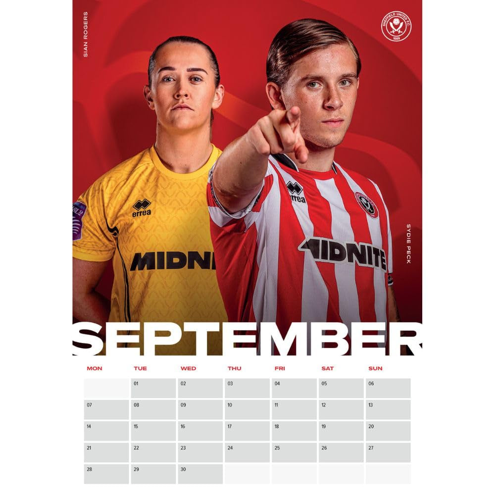 Multicoloured - Back - Sheffield United FC 2026 A3 Wall Calendar