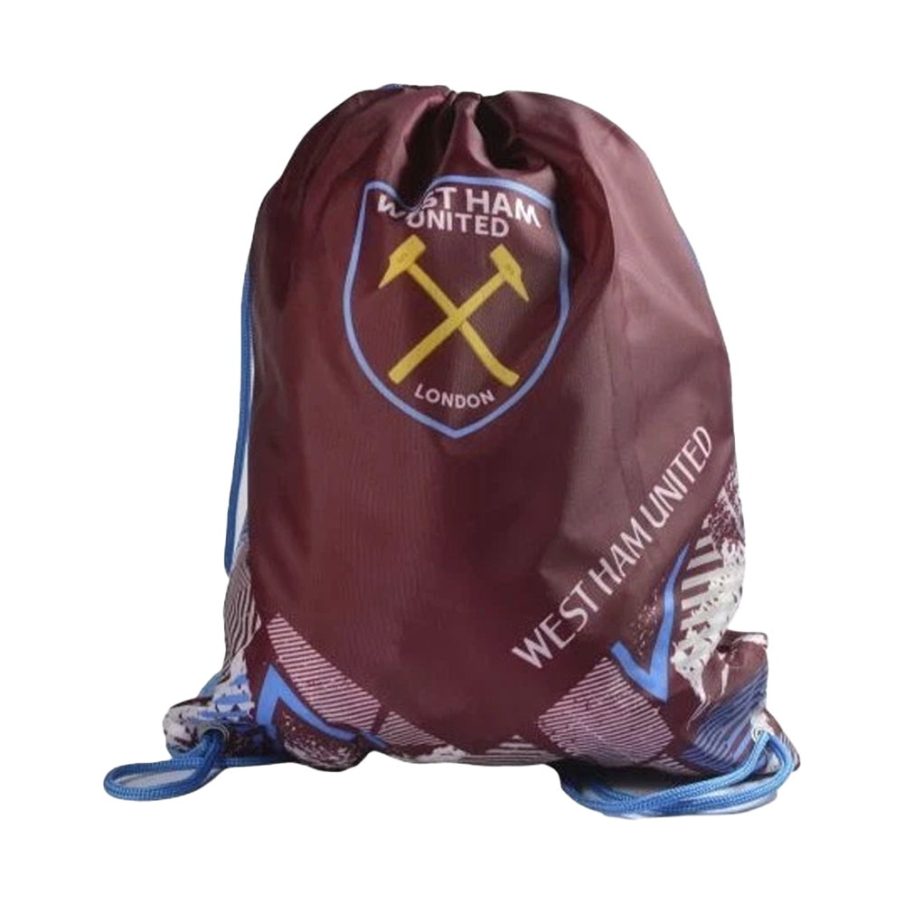 Claret-Blue-Yellow - Front - West Ham United FC Vector Gym Drawstring Bag