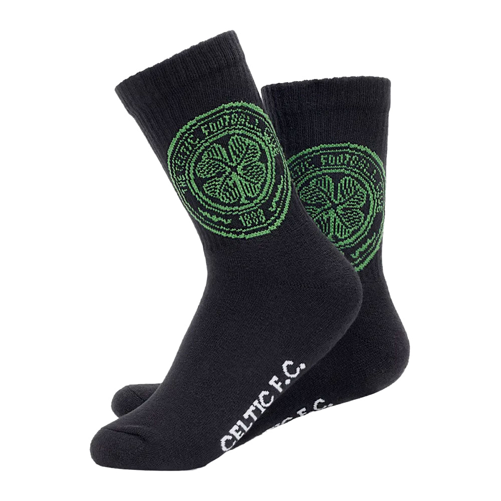Black-White-Green - Side - Celtic FC Unisex Adult Sports Socks (Pack of 2)
