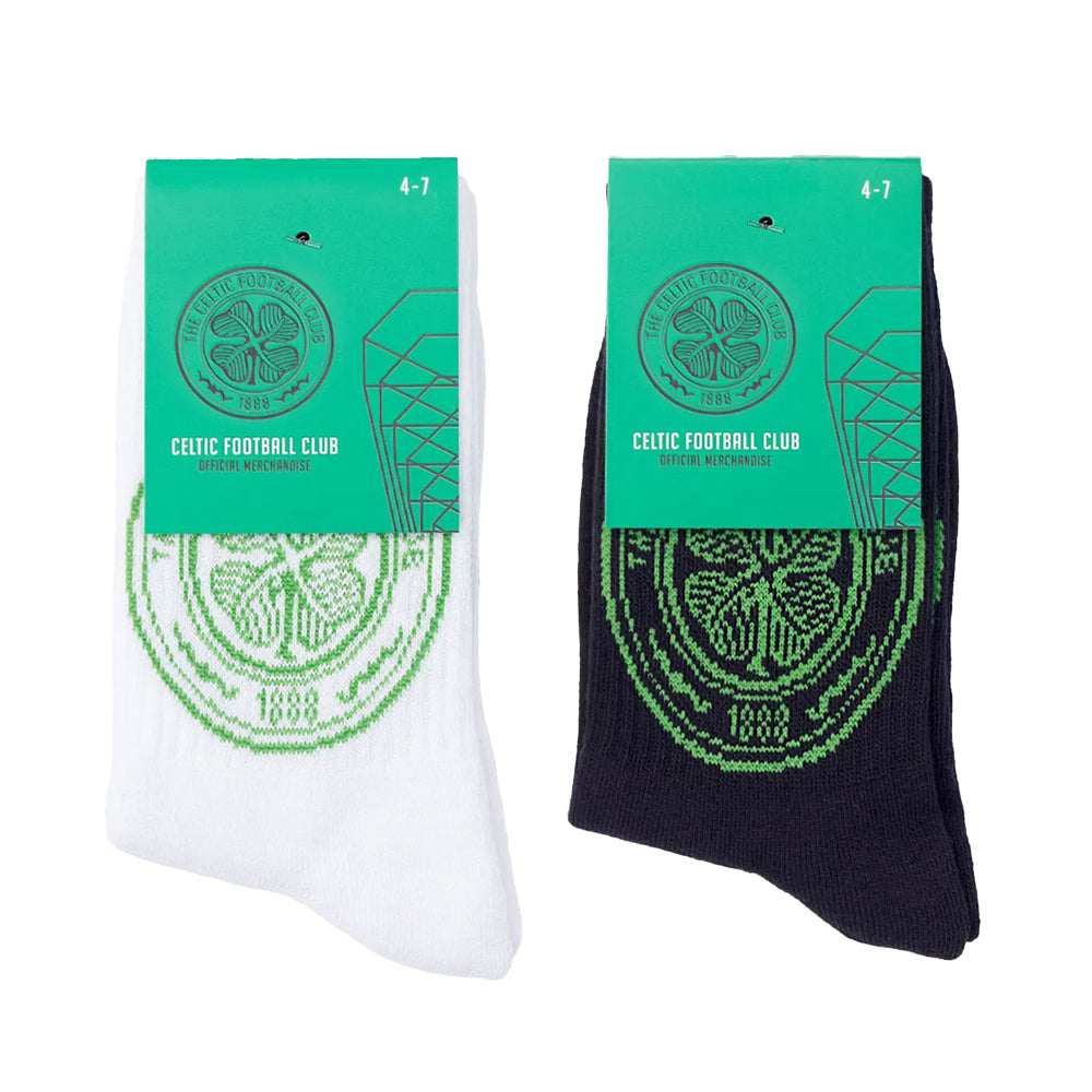 Black-White-Green - Lifestyle - Celtic FC Unisex Adult Sports Socks (Pack of 2)