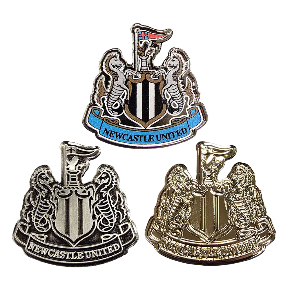 Blue-Black-White-Yellow - Front - Newcastle United FC Crest Badge Set (Pack of 3)