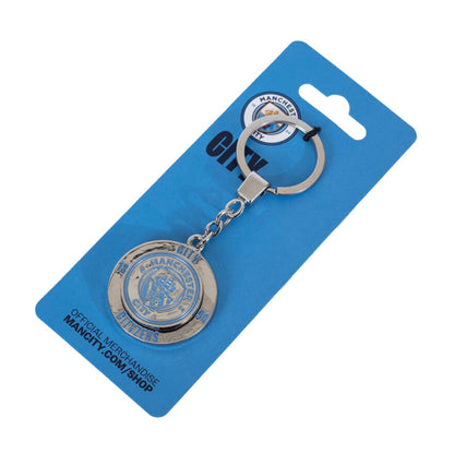 Sky Blue-Red-Navy-Yellow - Side - Manchester City FC Fidget Spinner Keyring
