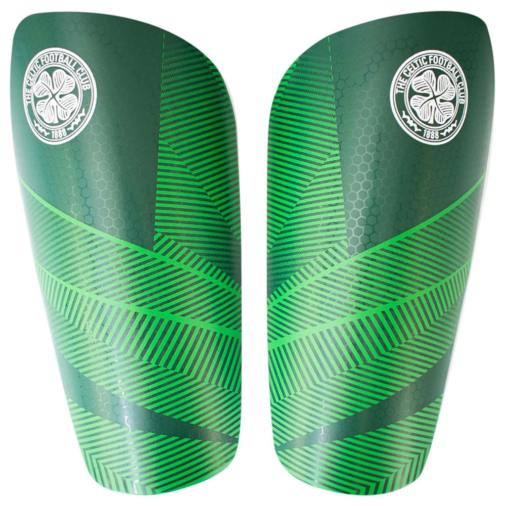 Green - Front - Celtic FC Childrens-Kids Fuse Shin & Ankle Guards