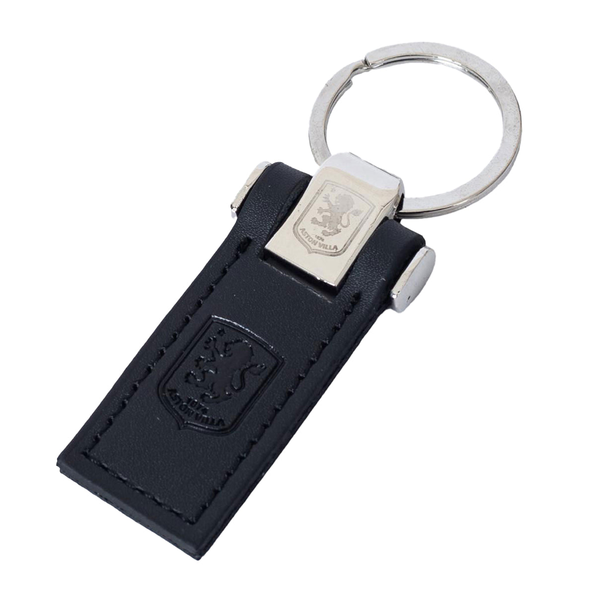 Black-Silver - Back - Aston Villa FC Leather Keyring