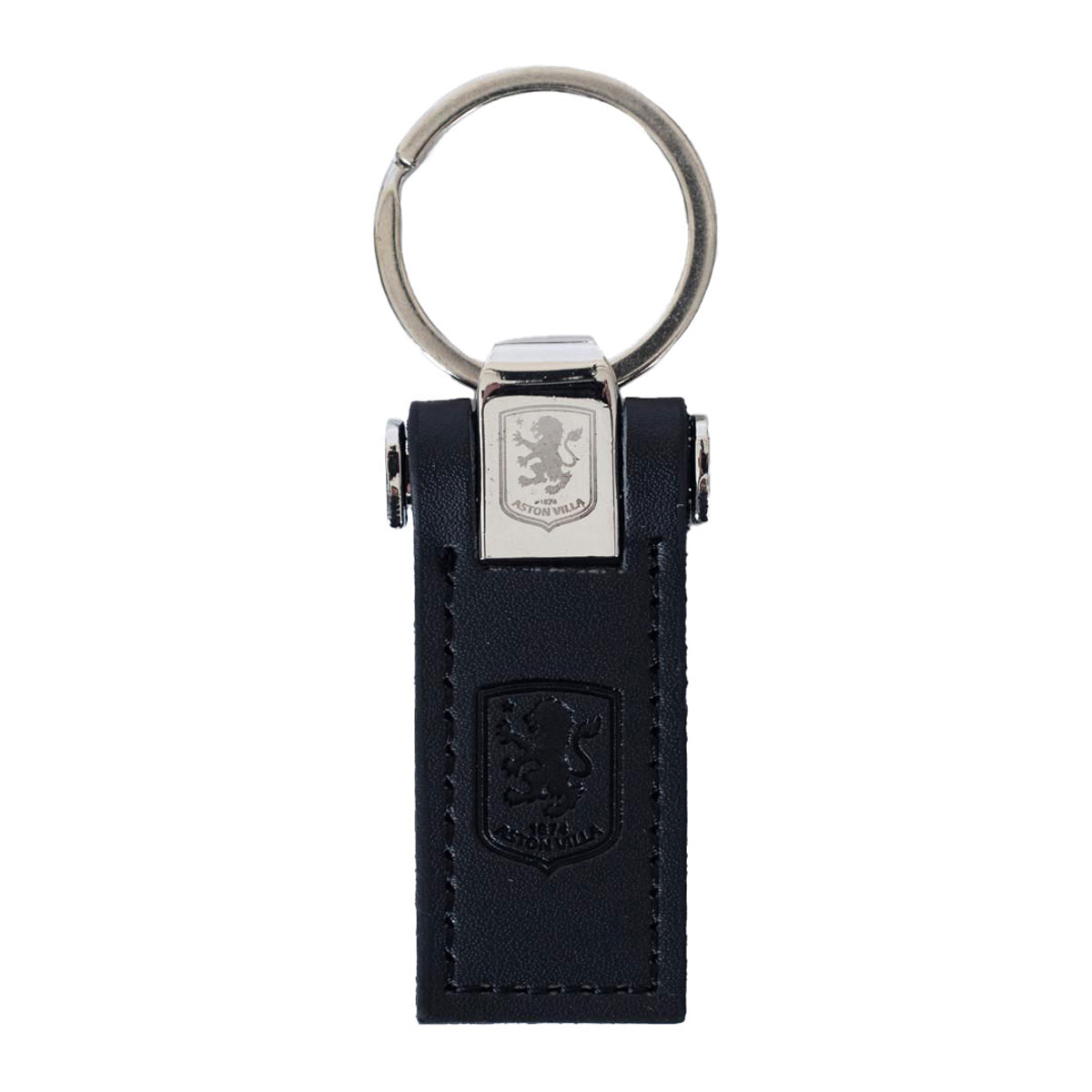 Black-Silver - Front - Aston Villa FC Leather Keyring