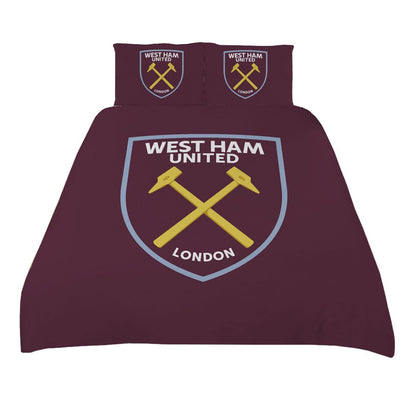 Claret-Blue-Yellow - Front - West Ham United FC Crest Double Duvet Set