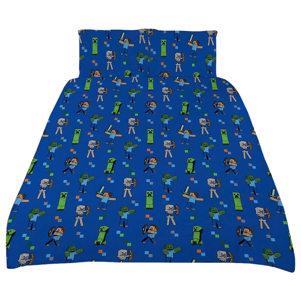 Green-Blue-Grey - Back - Minecraft Double Duvet Set