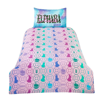 Blue-Green-Pink - Back - Wicked: For Good Elphaba and Glinda Duvet Set