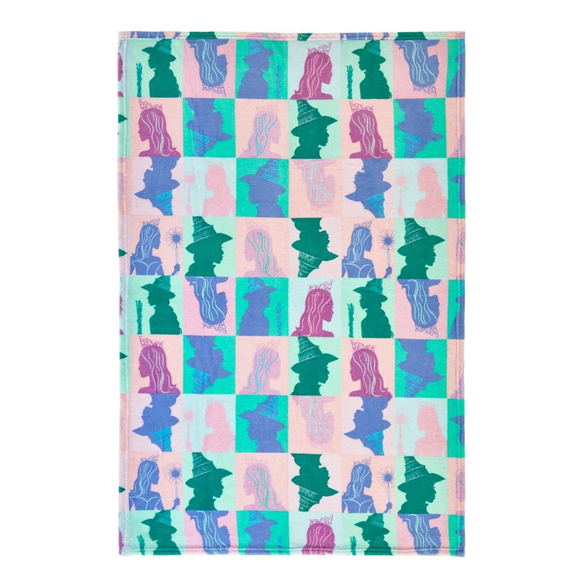 Pink-Green-Blue - Front - Wicked: For Good Fleece Elphaba and Glinda Blanket