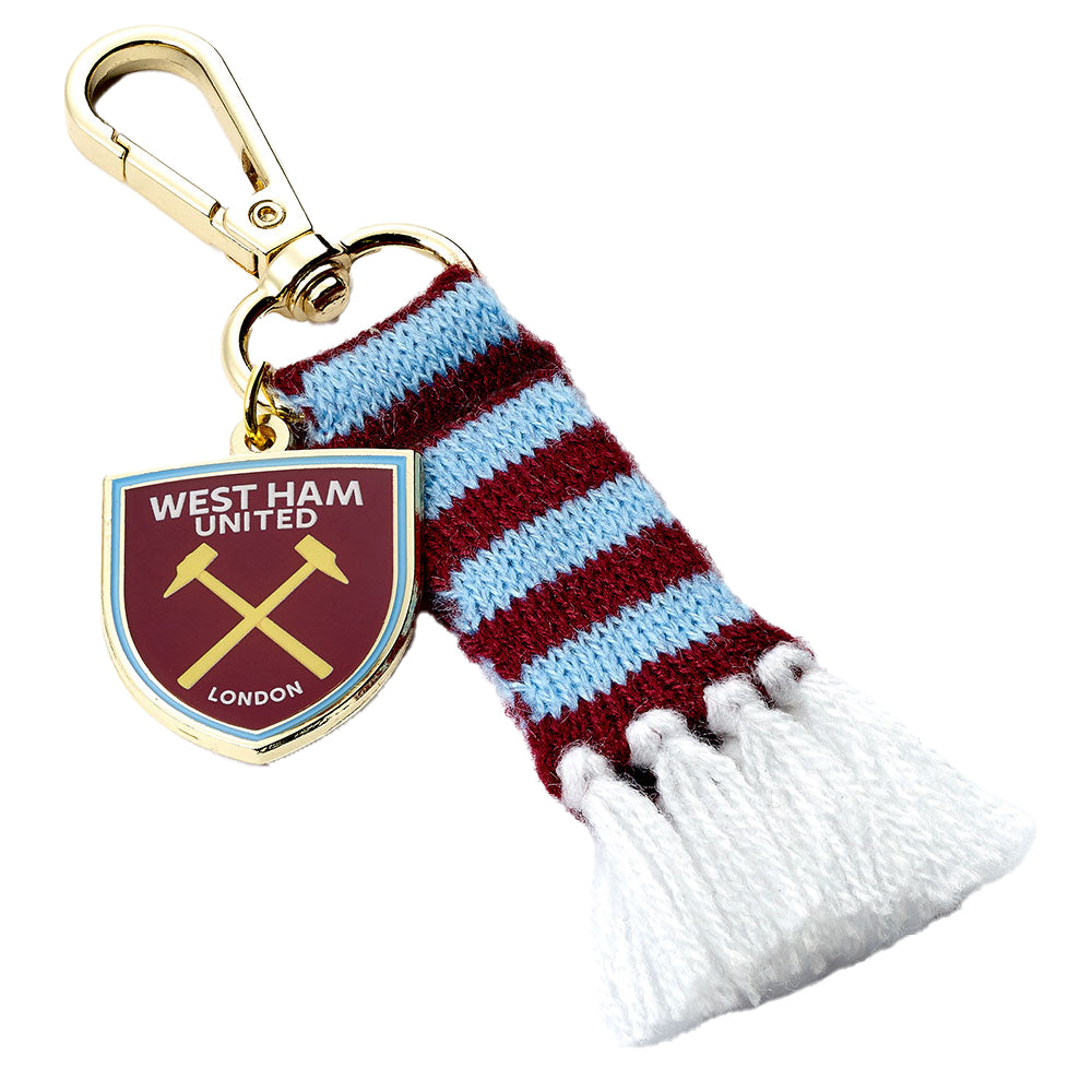 Sky Blue-Scarlet - Front - West Ham United FC Bar Scarf Bag Charm