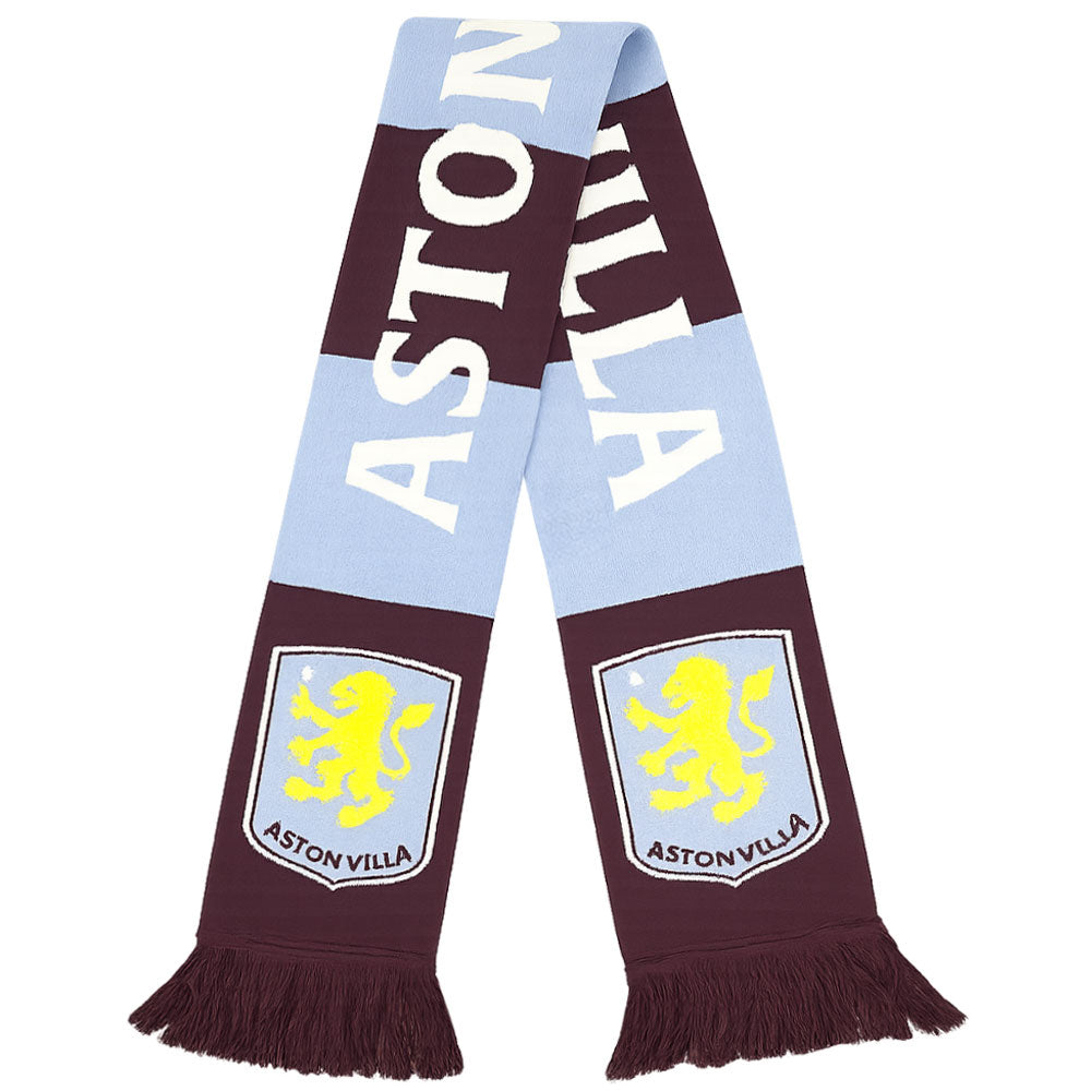 Claret-Sky Blue-Yellow - Front - Aston Villa FC Stripe Scarf
