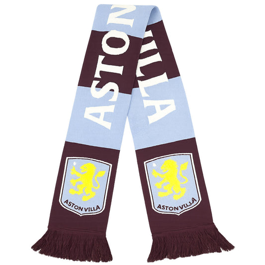 Claret-Sky Blue-Yellow - Front - Aston Villa FC Stripe Scarf