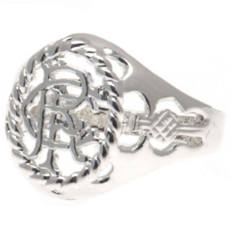 Silver - Front - Rangers FC Silver Plated Crest Ring