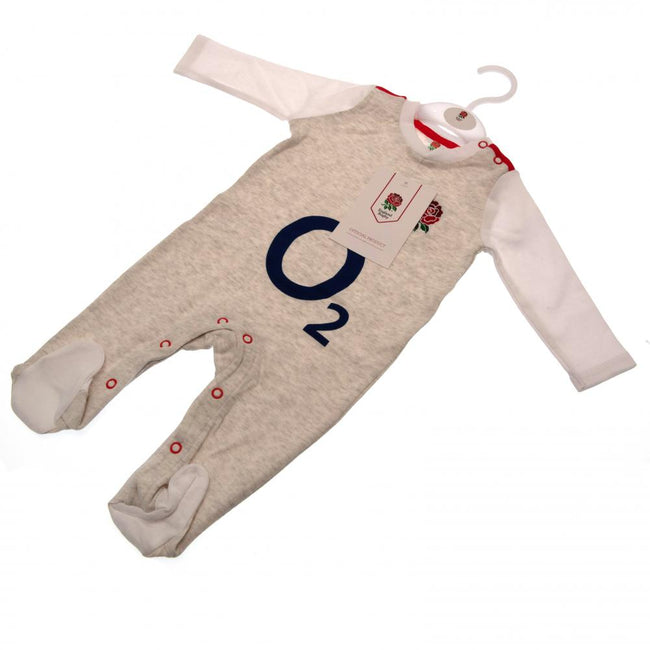 White Marl - Side - England RFU Baby Sleepsuit