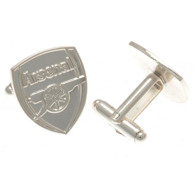 Silver - Front - Arsenal FC Silver Plated Crest Cufflinks