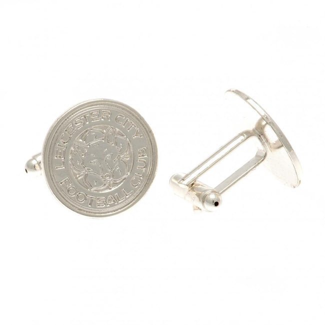 Silver - Front - Leicester City FC Silver Plated Crest Cufflinks