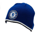 Navy-Royal Blue - Pack Shot - Chelsea FC Official Adults Unisex Reversible Knitted Hat