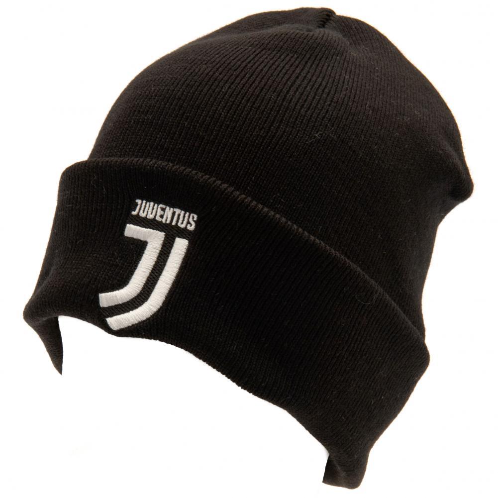 Black-White - Front - Juventus FC Official Adults Unisex Turn Up Knitted Hat