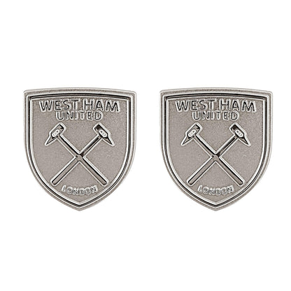Silver - Back - West Ham United FC Silver Plated Crest Cufflinks