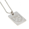 Silver - Back - West Ham United FC Silver Plated Dog Tag And Chain