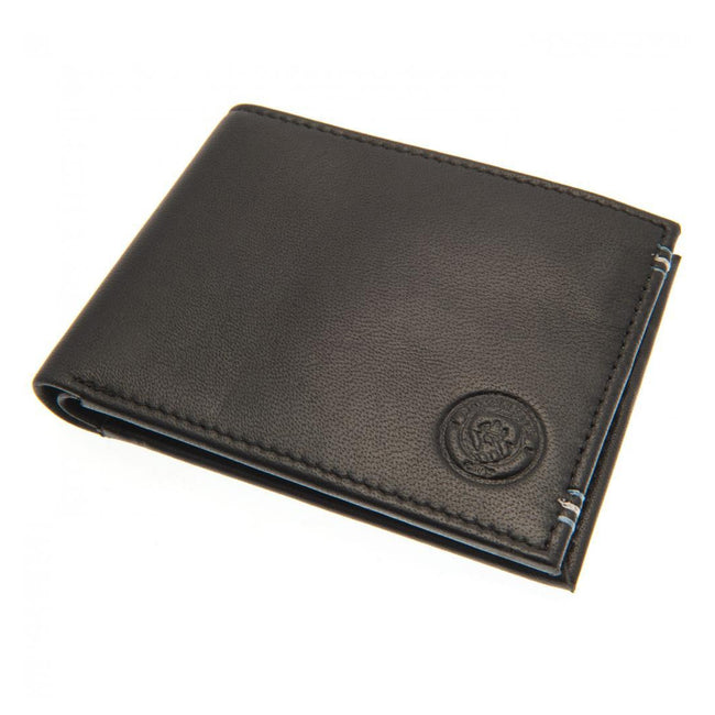 Black - Back - Manchester City FC Leather Stitched Wallet