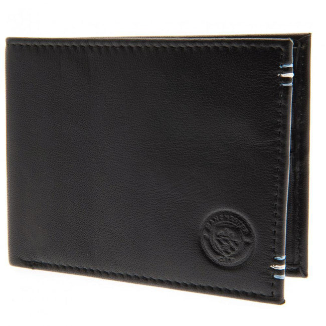 Black - Front - Manchester City FC Leather Stitched Wallet