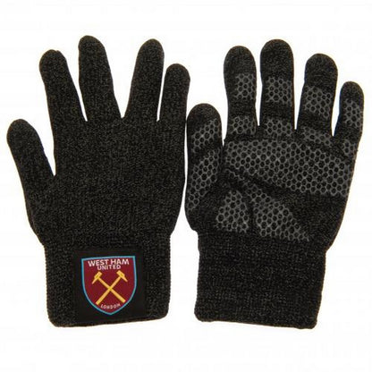 Grey - Back - West Ham United FC Adults Unisex Luxury Touchscreen Gloves