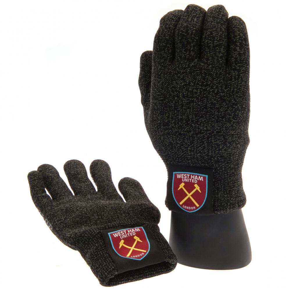 Grey - Front - West Ham United FC Adults Unisex Luxury Touchscreen Gloves