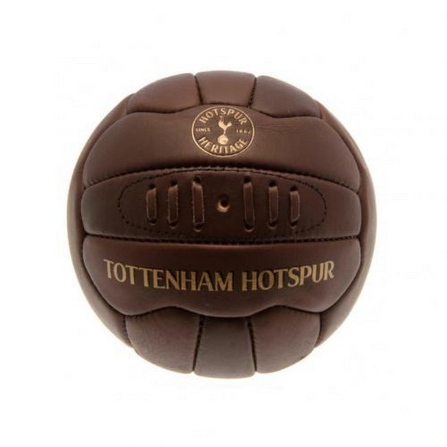 Brown - Front - Tottenham Hotspur FC Retro Heritage Mini Leather Ball