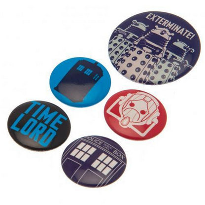 Multicoloured - Back - Doctor Who Badge Set (Pack of 5)