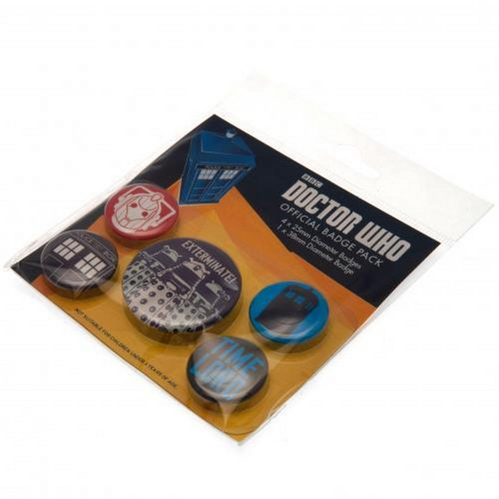 Multicoloured - Side - Doctor Who Badge Set (Pack of 5)