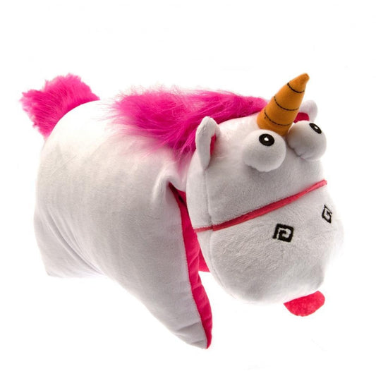 White-Pink - Front - Despicable Me Official Fluffy Unicorn Folding Cushion