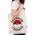 Cream-Red-White - Back - Pokemon Trainer Canvas Tote Bag